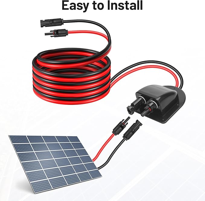daitoku Solar Cable Gland Entry with 10FT 10AWG Solar Extension Cable Solar Junction Box MC4 Connectors for Roof Panels on RV Boat Camper Van Building Garage Shack