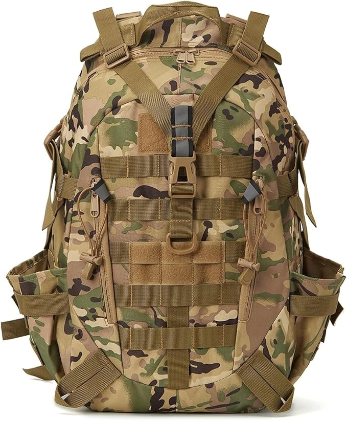 Jungle Leopard 40L Tactical Backpack Men Camping Hiking Bag Reflective Travel Survival MOLLE Climbing Rucksack(CP)
