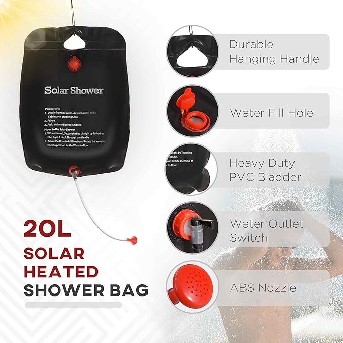 Camping Shower Tent - Instant Setup 2 Room Privacy Shelter w/20L Shower Bag 2000mm Waterproof Enclosure &amp Detachable Floor Portable Bathroom Tent for Beach/Camping/RV