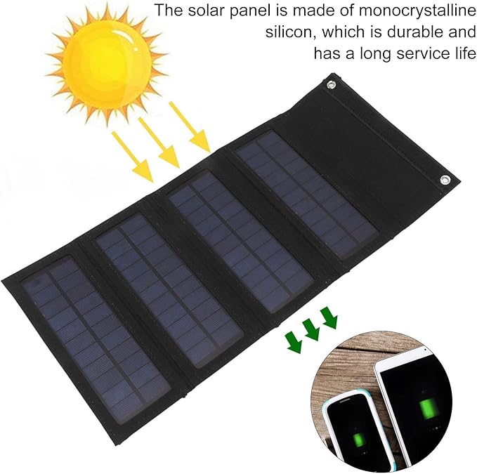 Solar Panel Kit Portable Solar Panel 40W Output Efficiency High Conversion Efficiency Foldable Solar Panel Portable Solar Panels for Hiking for Backpacking (Black)