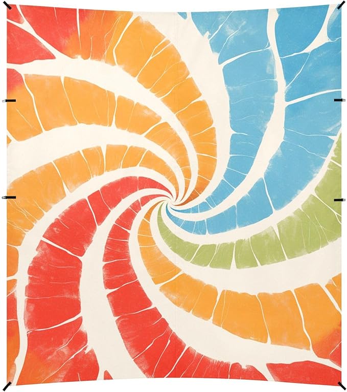 Indianred Tie-dye Background Vibrant Colors and Swirling Patterns Tie-dye Pattern Beach Tent UPF50 Lightweight Shade Sun Shelter with Sturdy Poles Sandbags and Shovel for Camping Trips