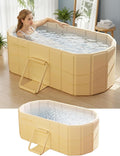 Portable Bathtub Ice Bath Tub - Foldable Collapsible Bathtub for Adult Shower Bathroom Hot SPA Soaking Cold Plunge Tub Freestanding Bathtub 47Lx22Wx20H White