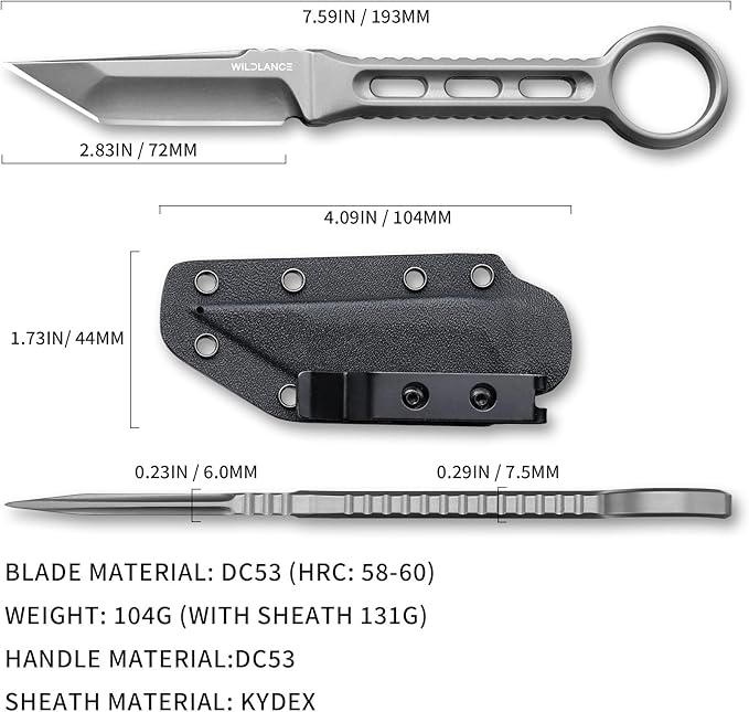 EDC Fixed Blade Knife with Sheath Camping Knife Fixed Blade 2.83 Outdoor Survival Blade Full Tang Hunting Knives for Men Women BS-02