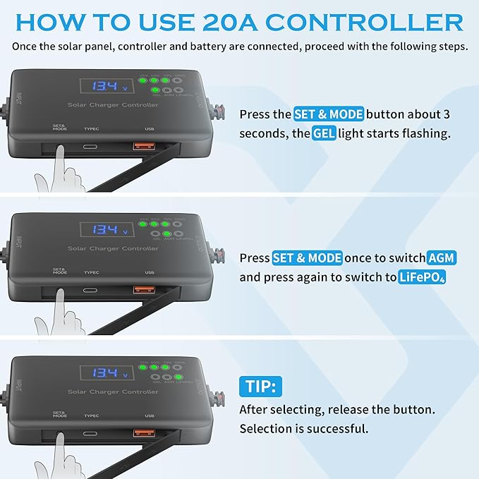 Voltset Solar Panel Charger Kit: 100W 12V Solar Panel with 20A Solar Charge Controller Monocrystalline Solar Panel for RV Battery Car Trailer Marine Boat Caravan and Other Off Grid System