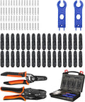 35PCS Solar Crimper Tool Kit Solar Panel Cable MC4 Connectors 14-10AWG 30 Pairs Male/Female Solar Connectors 1PCS Solar Crimper 1PCS Stripper 2 PCS Spanner Wrench