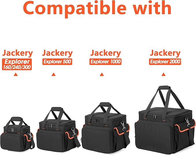 Trunab Carrying Case Compatible with Jackery Portable Power Station Explorer 160/240/300 Storage Bag with Waterproof Bottom and Front Pockets for Charging Cable and Accessories