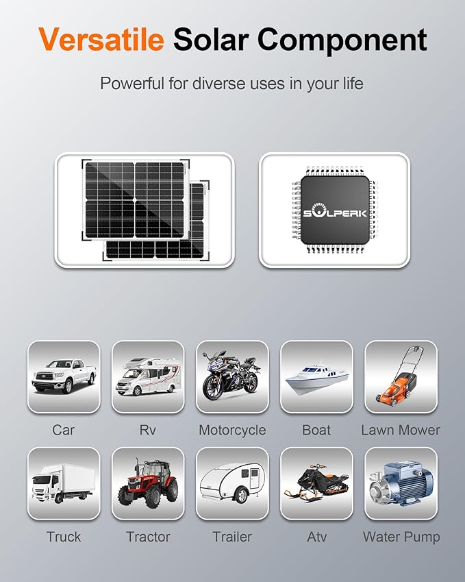 SOLPERK 12V 50W Solar Battery Charger 2pcs 25W Solar Battery Maintainer+Waterproof 8A Controller+Adjustable Mounts for RV Car Boat Marine Etc