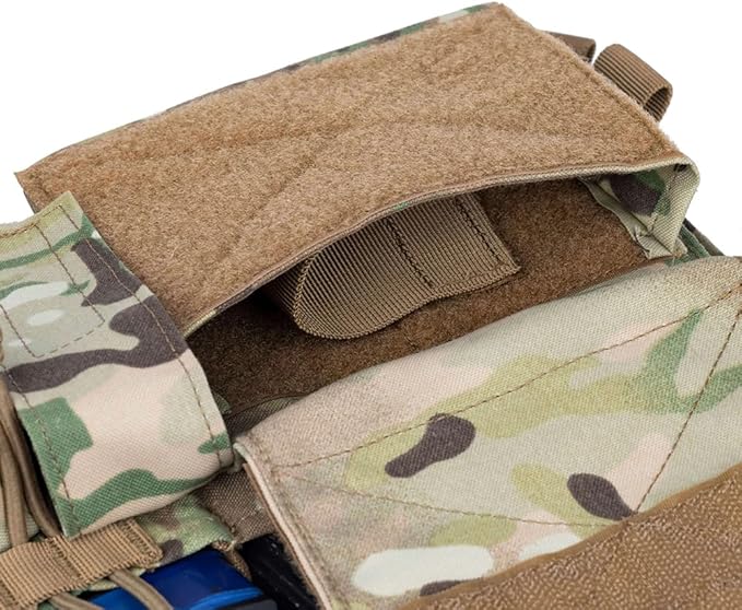 ACEXIER Tactical Pouch Front Flap Double Stack Abdominal Fanny Pack Tactical Airsoft Triple Mag Pouch for Hunting Vest