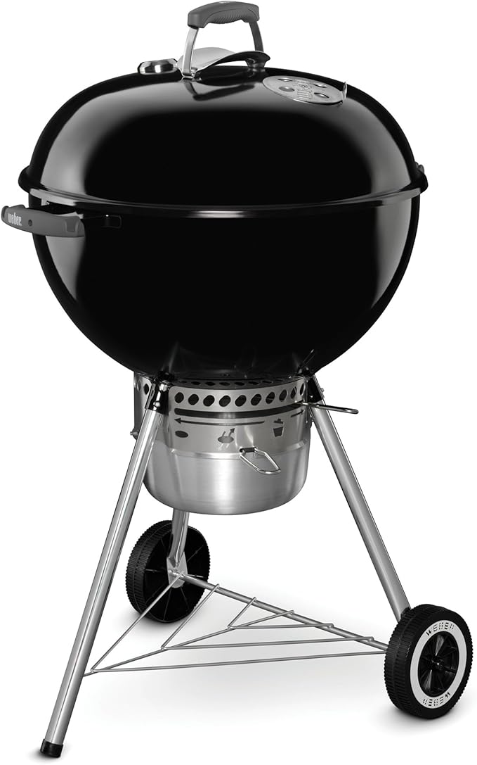 Weber Original Kettle Premium Charcoal Grill 22-Inch Black – Outdoor BBQ Grill with Built‑In Thermometer Heat Control Dampers &amp One‑Touch™ Cleaning System