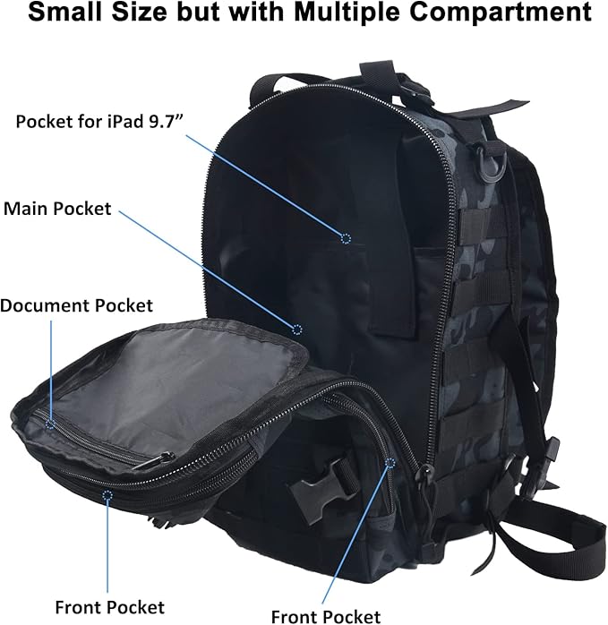 hopopower Tactical Sling Bag Sport Bag Military Rover Shoulder Backpack EDC Assault Range Bag Chest Pack Handbag Waterproof