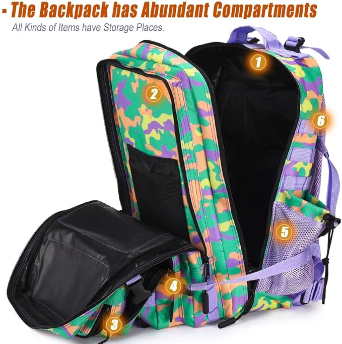 45L Tactical Backpack for Men Women Military Assault Pack with MOLLE Large 3 Day Bug Out Bag for Hiking Camping
