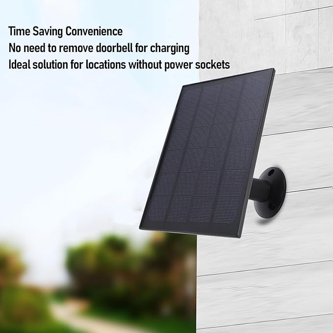 Generic 8W Solar Panel for Bird Feeder Camera Type C Solar Panel Charger 360° Swivel Bracket for Rechargeable Battery Bird Feeder Security Doorbell Camera (Black)