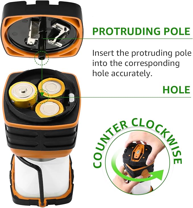 Lepro 1000LM Battery Powered LED Camping Lantern Orange Tent Light with 4 Light Modes Camping Essentials Waterproof Lantern Flashlight for Camping Emergency Light Power Outage Not Rechargeable