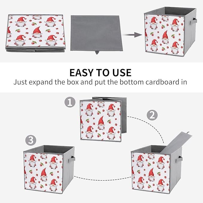 Collapsible Storage Bins with Handles Gnome Large Capacity Foldable Cube Box for Blankets Comforters Pillows Perfect for Linen Closet Storage
