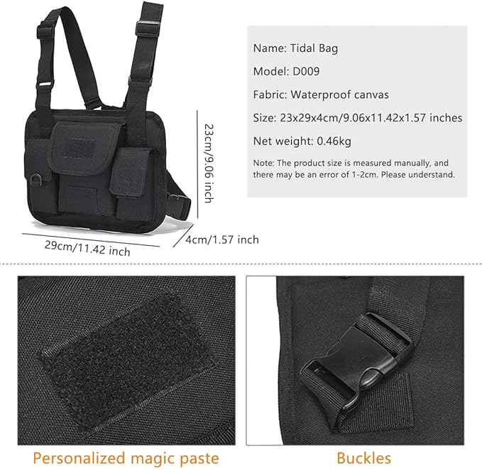 Outdoor Chest Bag For Men Tactical Utility Pack Lightweight Chest Pouch Hiphop/Harness Bag for Workouts Cycling Hiking (Jungle Digital)