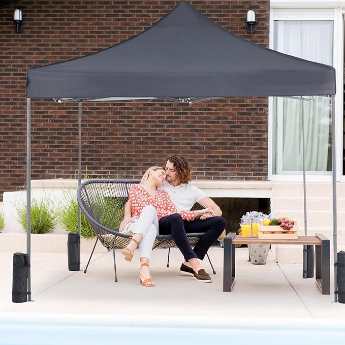 10 x 10ft Pop Up Canopy Tent Easy Setup Outdoor Shade Instant Portable Sun Shelter Canopy Tent for Parties Camping BeachGray