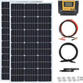 200 Watt 12Volt/24Volt Solar Panel Kit 2X100W Monocrystalline Module 20A Charge Controller for RV Boats Trailer CamperOff-Grid System (200W Solar Kit)