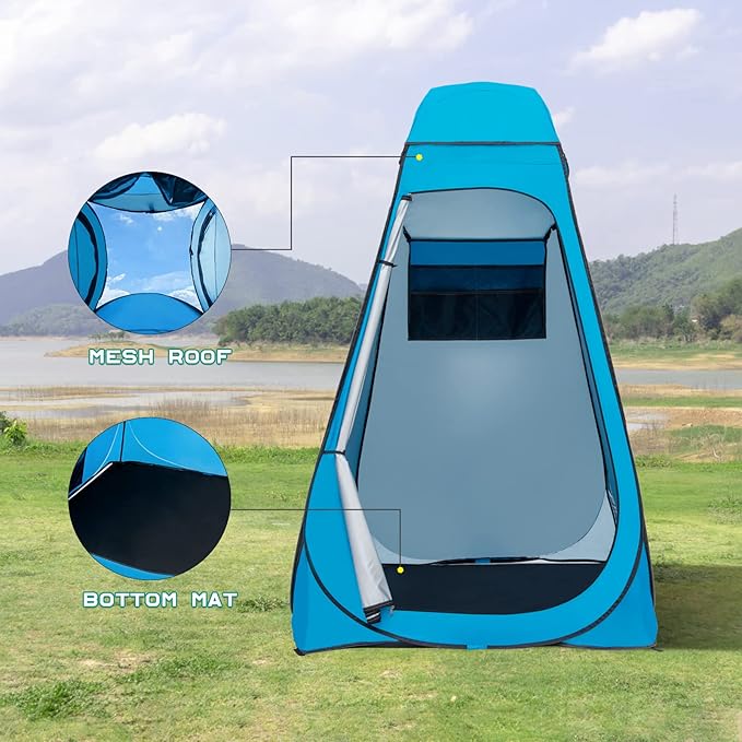 BRIAN &amp DANY Pop Up Shower Tent Portable Privacy Camping Changing Tent Camp Toilet Bathroom Pod with Rain Shelter &amp Windows UPF 50+ &amp Waterproof 47.2 x 47.2 x 74.8