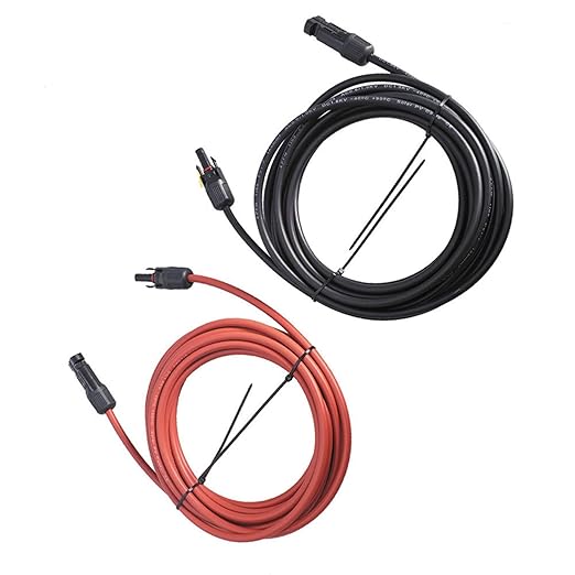 WFLNHB 25FT 12AWG Black + Red 12 Gauge Solar Panel Extension Cable Wire with Female and Male Connector Solar Connector