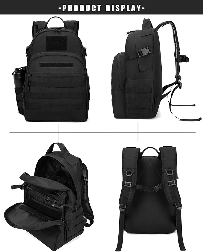 Miramrax Tactical Backpack for Men Military Backpacks with Holster Army 3 Days Assault Pack Bug Out Bag for Hiking Camping (Black)