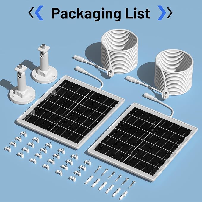 5W Solar Panel Charger Compatible with Arlo Pro 5S/Pro 4/Pro 3/Ultra/Ultra 2/Go 2 Camera Solar Panels Charging with 13.1ft Waterproof Charging Cable360° Adjustable Wall Mount 2 Pack