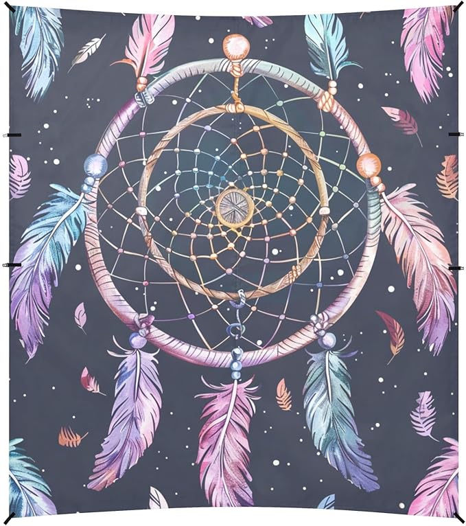 ALAZA Beautiful Hand Drawn Boho Dreamcatcher Beach Tent Sun Shelter Portable Canopy Sunshade for Outdoor Camping Picnics Backyard Fun 10x9 ft