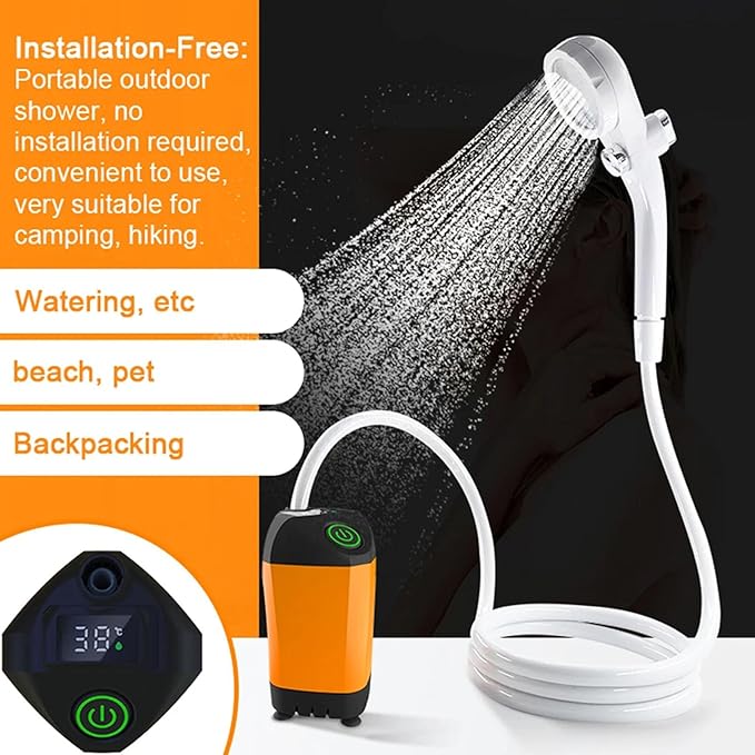 Battery Travel Shower Set Portables Camping Shower Outdoor Showerhead Sprayers for Hiking and Bus Washes