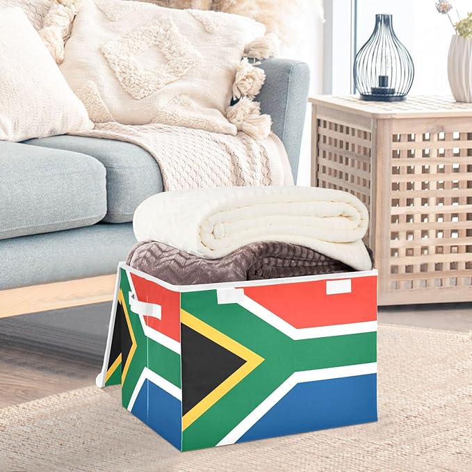 South Africa Flag South African National Storage Bins with Lids Stackable Container Storage Storage Bins with Handles