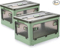 Folding Storage Bins 36 Liters 2 Pcs Green Plastic Storage Containers with Wheels Four Doors Foldable Stackable Plastic Box with Lids for Organization Storage Cart