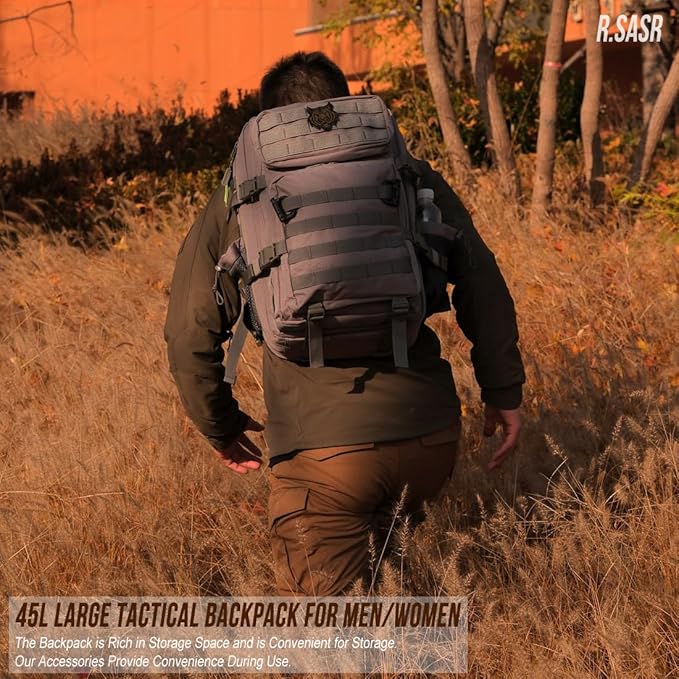 45L Tactical Backpack for Men Women Military Assault Pack with MOLLE Large 3 Day Bug Out Bag for Hiking Camping
