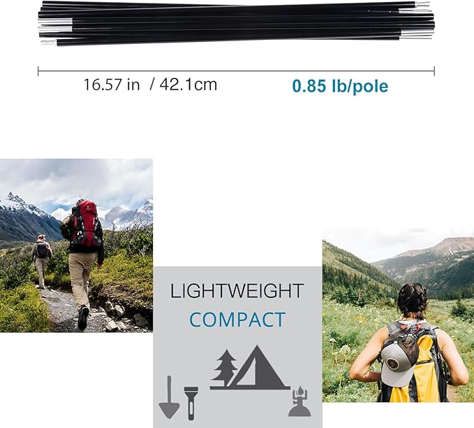 Aluminum Tent Poles Replacement Black Pre-Assembled Tent Pole 7001 T6 Heated Camping Tent Rod