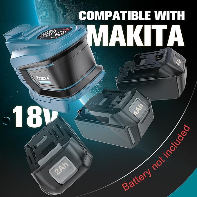 200W Power Inverter for Makita 18V Battery DC 18V to AC 110-120V Battery Inverter Portable Power Station Generator Charger Adapter Powered Outlet with 2 USB Ports &amp 1 Type-C &amp 1 AC Outlet