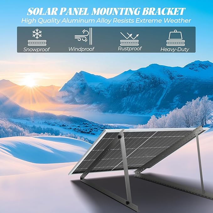 45inch Solar Panel Mounting Brackets 4 Sets Solar Panel Mounting Kit for 100-400 Watts Solar Panel 0 to 90° Adjustable Solar Panel Mounting Rails Lightweight Aluminum Solar Panel Stand