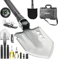 Folding Camping Shovel Axe KitMultifunctional Survival Shovel with Stainless Steel Pickaxe pliersCompassLocking scissorsMagnetic flashlight- For Camping Snow Hiking Survival Gear
