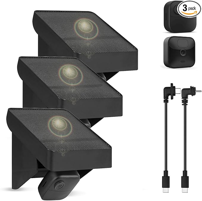 Solar Panel Charging Mount Compatible with Blink Outdoor 4(4th Gen)/Outdoor XT3/XT2/XT Camera Blink Solar Panel with Internal Battery IP67 Waterproof 365 Days Solar Power Adjustment Angle 3 Pack