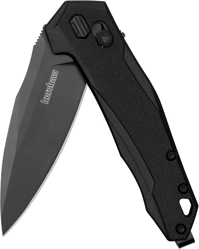 Kershaw Black Iridium Folding Pocket Knife Sleek 3.4 inch D2 Steel Blade &amp Monitor Folding Pocket Knife 3 Inch Black Blade with D2 Steel DuraLock Locking Mechanism Pocketclip