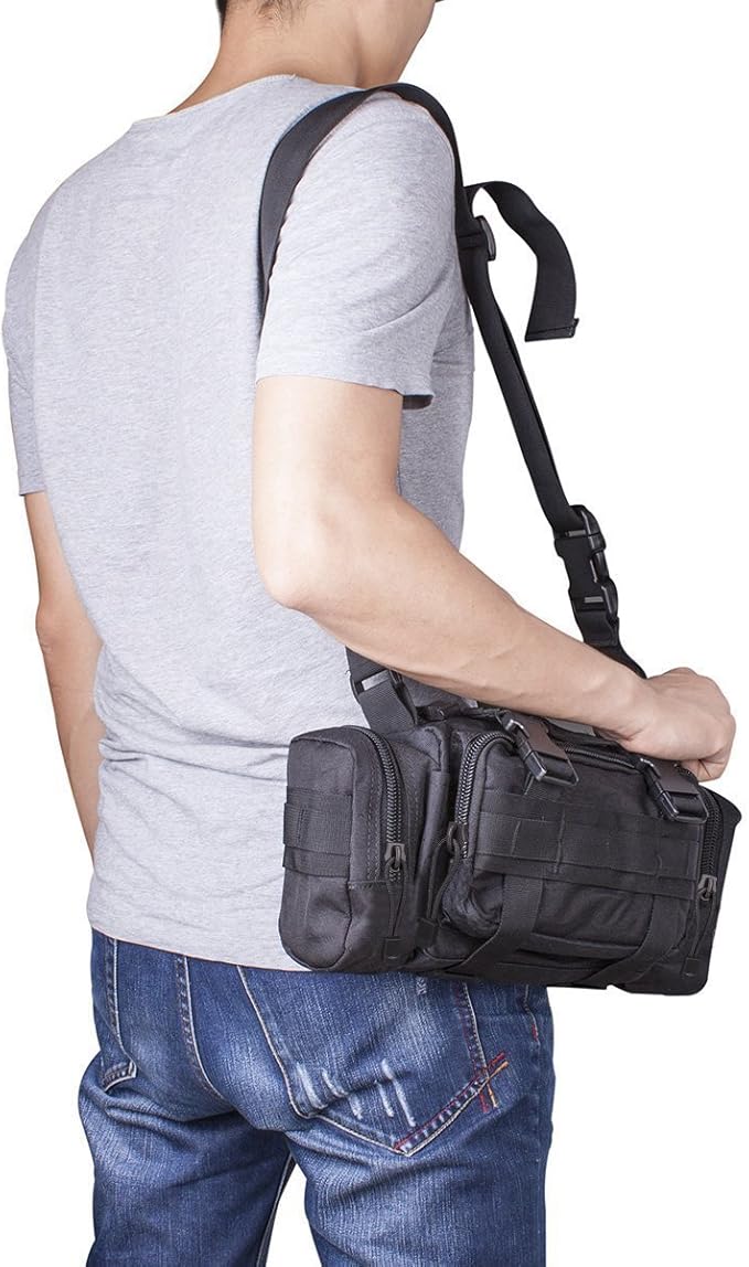 DLP Tactical Compact Range Bag/MOLLE Compatible EDC Bug Out Bag/Waist Pack (Black)