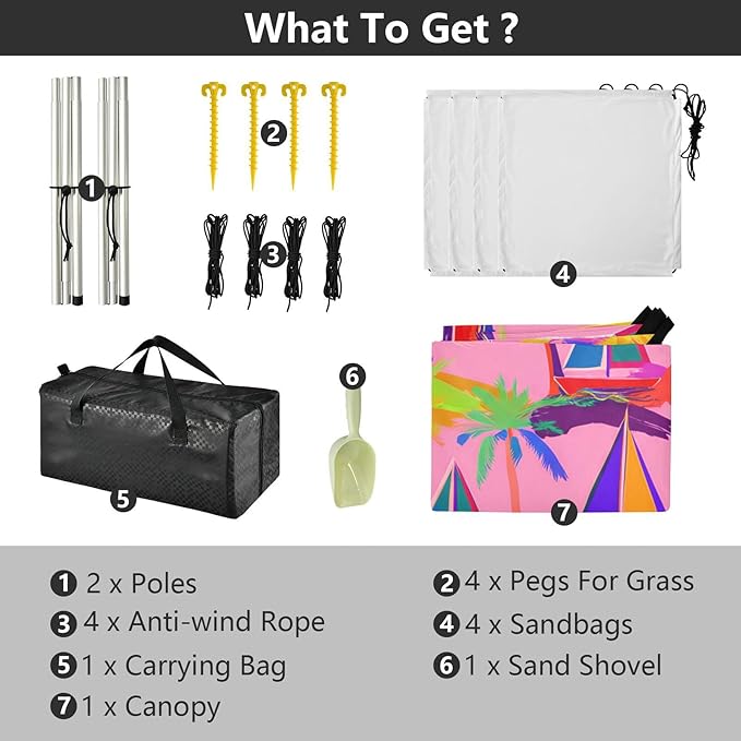 Beach Canopy with Windproof Ropes &amp Sandbags Beach Tent Sun Shade Sun Shelter for Camping Trips Fishing Backyard Fun or Picnics Palm Tree