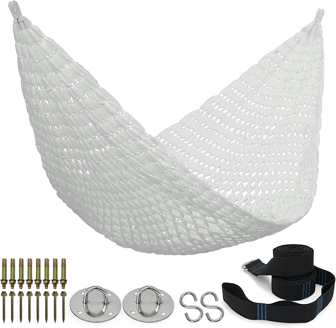 Tranquillo Hammock 550 lbs Capacity Double Hammocks Camping Hammock with Hammock Straps Hammocks for Outside Hiking Camping Essentials Indoor - Garden Portable Tree Straps White