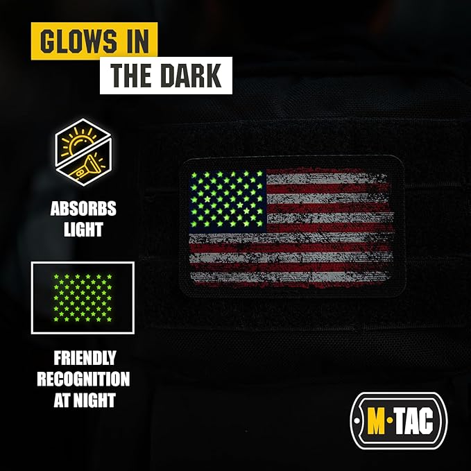 EDC Essentials Bundle: Small Companion Waist Pack USA Flag Patch Glow-in-the-Dark Cat Eyes