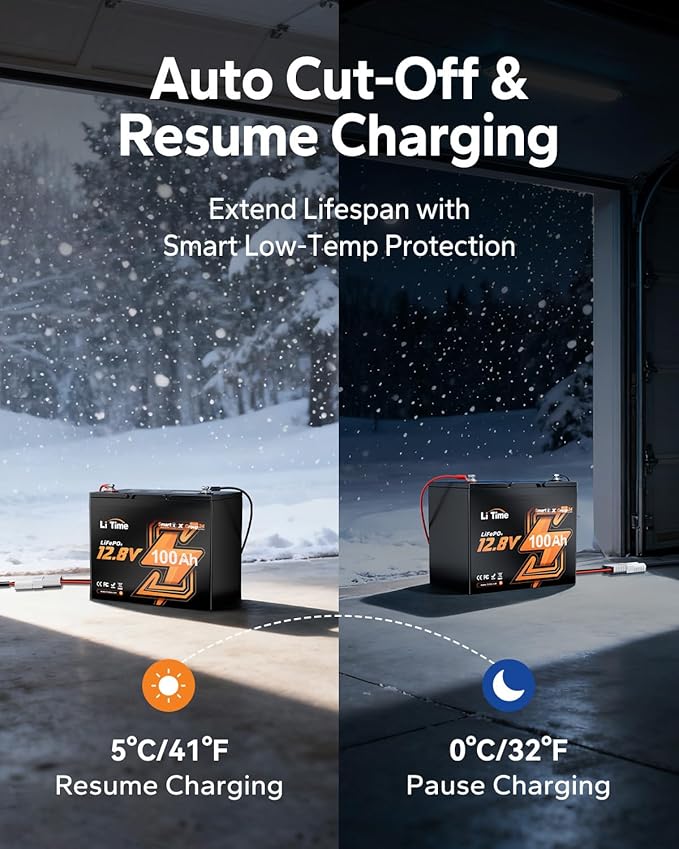 Litime 12V 100Ah Group 24 LiFePO4 Battery Bluetooth 12 Volt Deep Cycle Lithium Battery with Low-Temp Protection &amp 100A BMS Max. 15000 Cycles for RV Travel Trailers Marine Trolling Motors