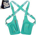 Leather Double Shoulder Armpit Bag for Men Underarm Concealed Rover The Holste Vest for Mens Adjustable Leather Bag (Turquoise)