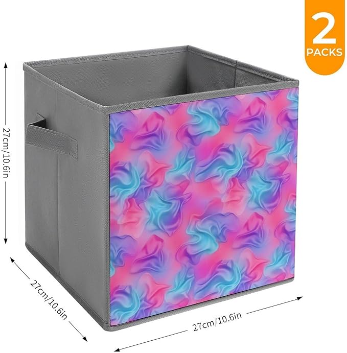Foldable Storage Cube with Handles Purple Rainbow Bisexual Pride Flag Art 10.6 Inch Collapsible Fabric Bin for Books Clothes Toys Sturdy Organizer for Bedroom &amp Dorm