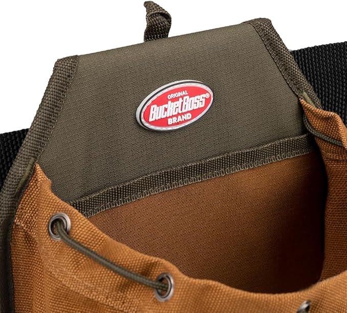 Bucket Boss Parachute Pouch with Speed Square Pocket and Flap Fit in Brown 54135