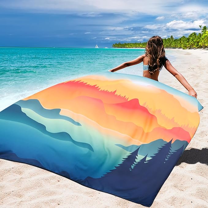 Beach Blanket Waterproof Sandproof Beach Mat 79 X 83/10'x9'for 2-8 Adults Quick Drying Outdoor Picnic Mat Beach Accessories for Travel Camping Hiking