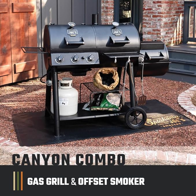 Oklahoma Joe's Canyon Combo Dual Fuel 3-Burner Propane Gas and Charcoal Smoker and Grill with 1031 sq. in. Cooking Area in Black