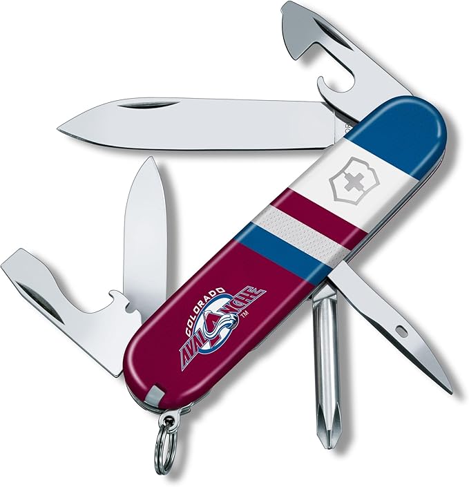 Victorinox Tinker Swiss Army Knife – Compact 12 Function Swiss Made Pocket Knife with Large Blade Small Blade and Bottle Opener – Colorado Avalanche