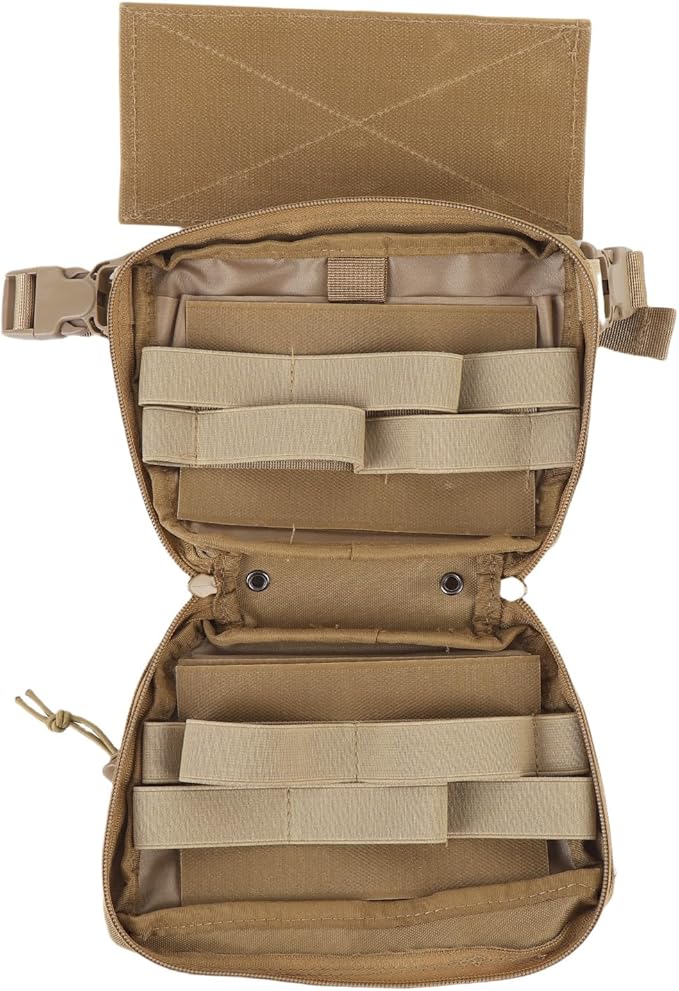 Hiking Fanny Pack Drop Pouch Oxford Cloth Sub Abdominal Carrying Kit Bag Utility Tool Pouch Fanny Pack for Chest Rig Vest (Khaki)