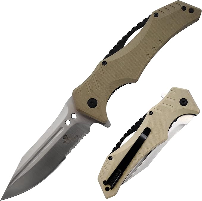 Snake Eye Xtreme Collection Pivot Langford Folding Ball Bearing Flipper Liner Lock Pocket Knife (Brown)