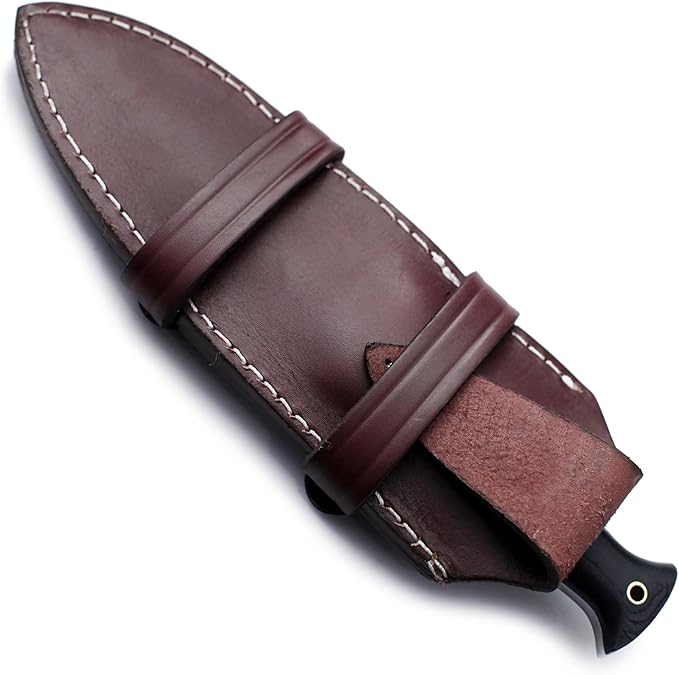 GCS Handmade Hunting Knife Full Tang Black Micarta Handle D2 Steel with Cowhide Right and Left Leather Sheath for Hunting Camping Bushcraft and EDC (GCS-234)